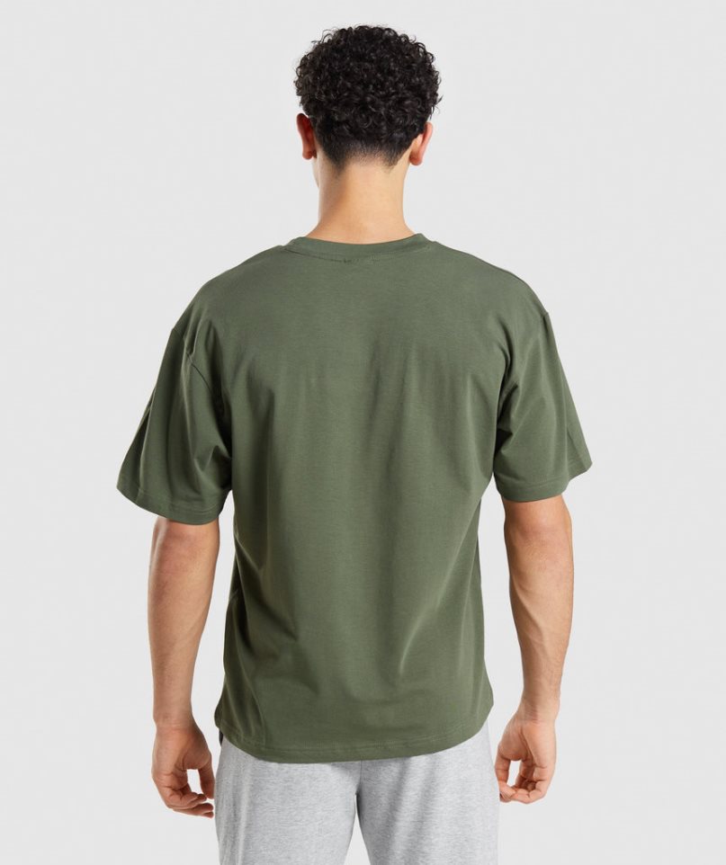Gymshark Essential Oversized Férfi Póló Olivazöld | HU-T-564
