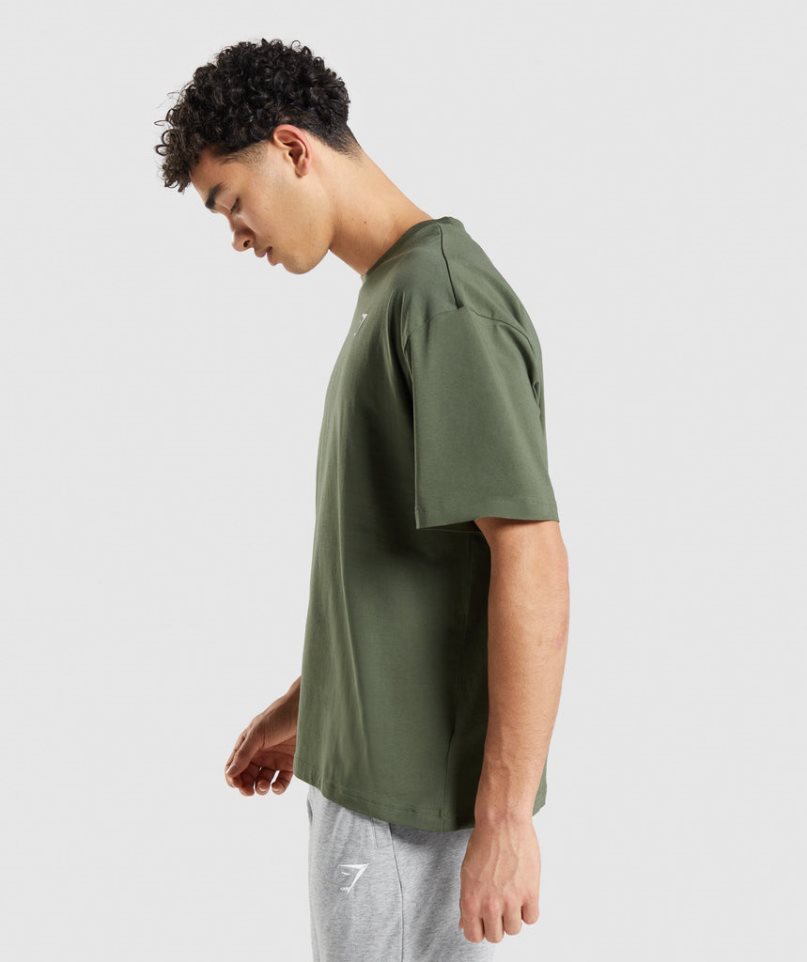 Gymshark Essential Oversized Férfi Póló Olivazöld | HU-T-564
