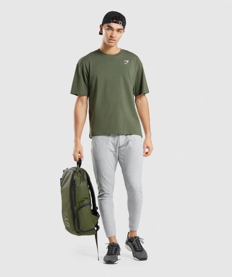 Gymshark Essential Oversized Férfi Póló Olivazöld | HU-T-564