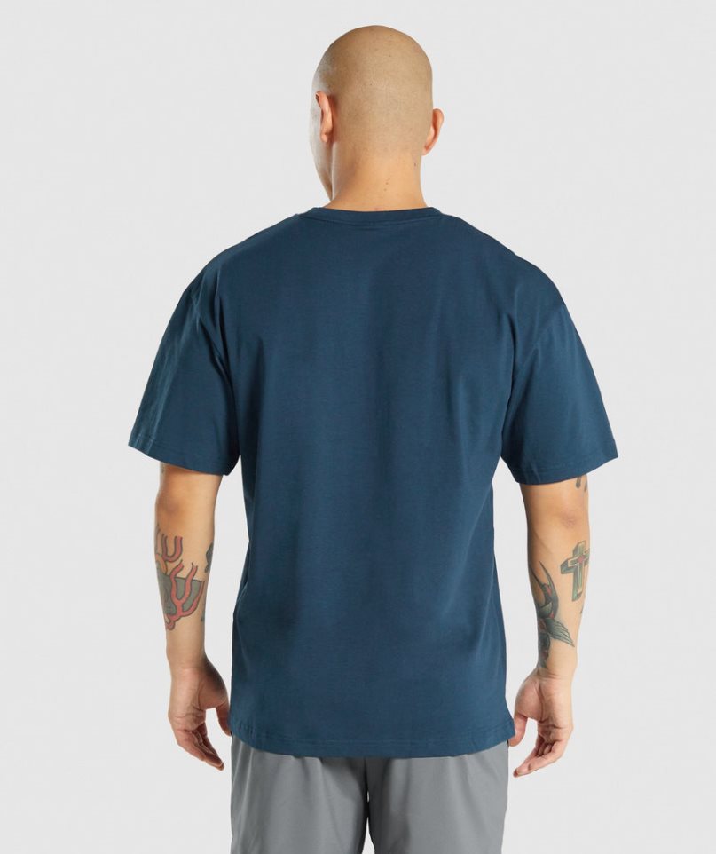 Gymshark Essential Oversized Férfi Póló Sötétkék | HU-Z-913