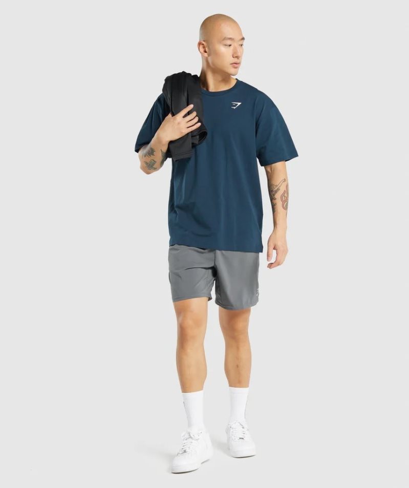 Gymshark Essential Oversized Férfi Póló Sötétkék | HU-Z-913
