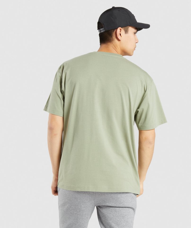 Gymshark Essential Oversized Férfi Póló Világos Zöld | HU-Z-964