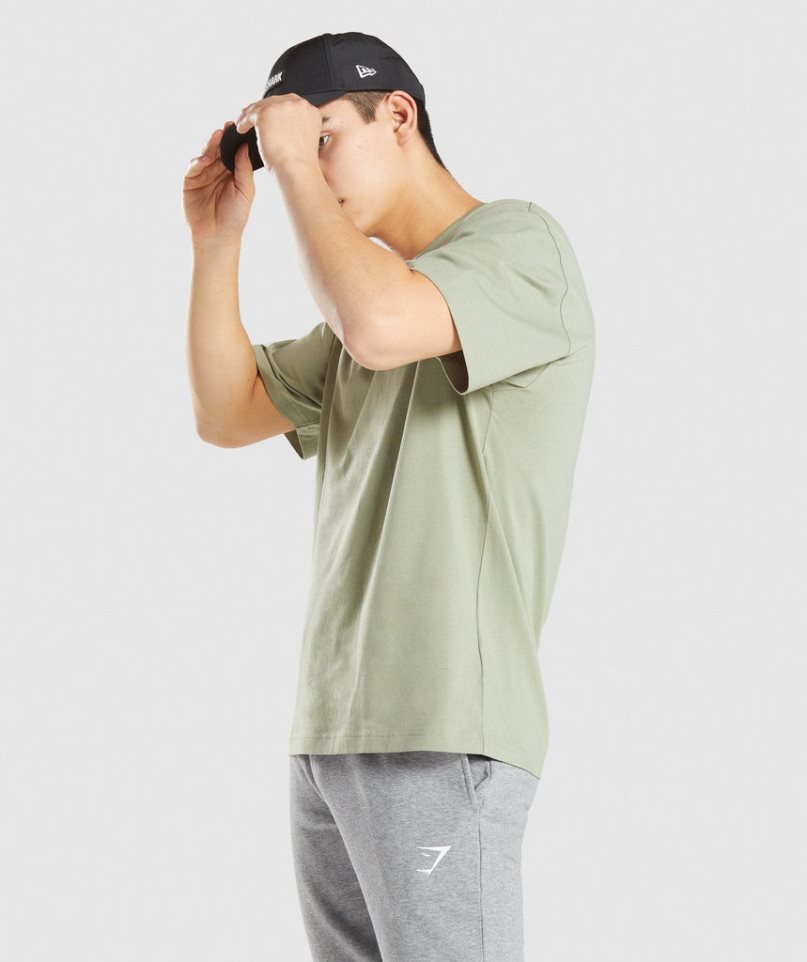 Gymshark Essential Oversized Férfi Póló Világos Zöld | HU-Z-964