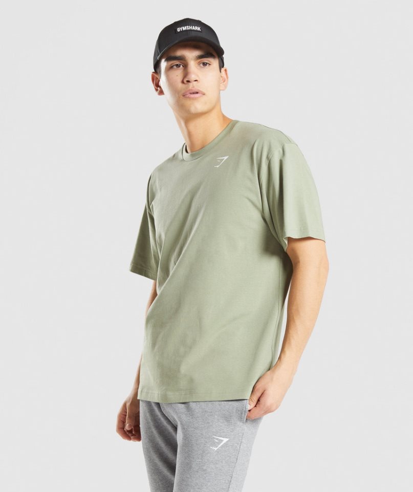 Gymshark Essential Oversized Férfi Póló Világos Zöld | HU-Z-964