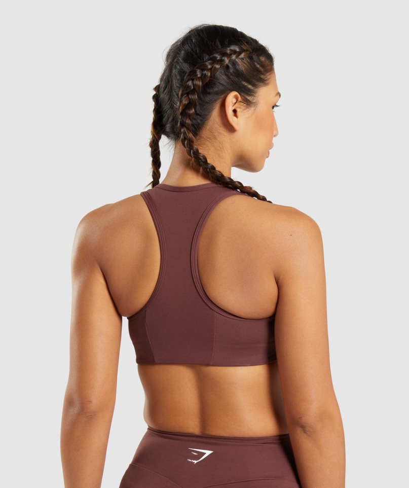 Gymshark Essential Racer Back Női Sportmelltartó Sötétbarna | HU-U-678