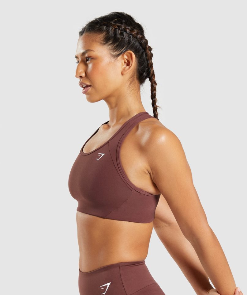 Gymshark Essential Racer Back Női Sportmelltartó Sötétbarna | HU-U-678