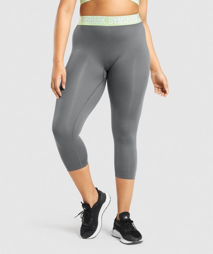 Gymshark Fit Seamless Cropped Női Leggings Szürke | HU-C-195