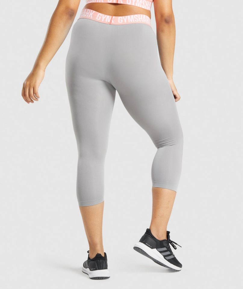 Gymshark Fit Seamless Cropped Női Leggings Világos Szürke | HU-Z-742