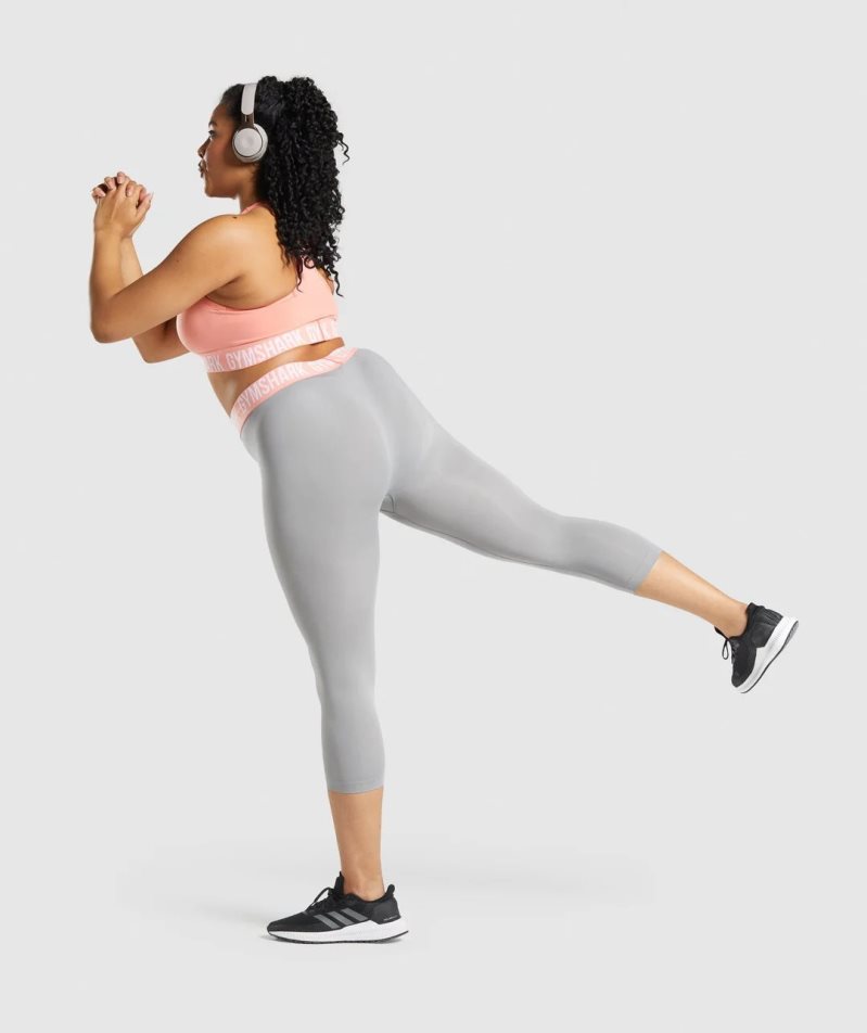 Gymshark Fit Seamless Cropped Női Leggings Világos Szürke | HU-Z-742