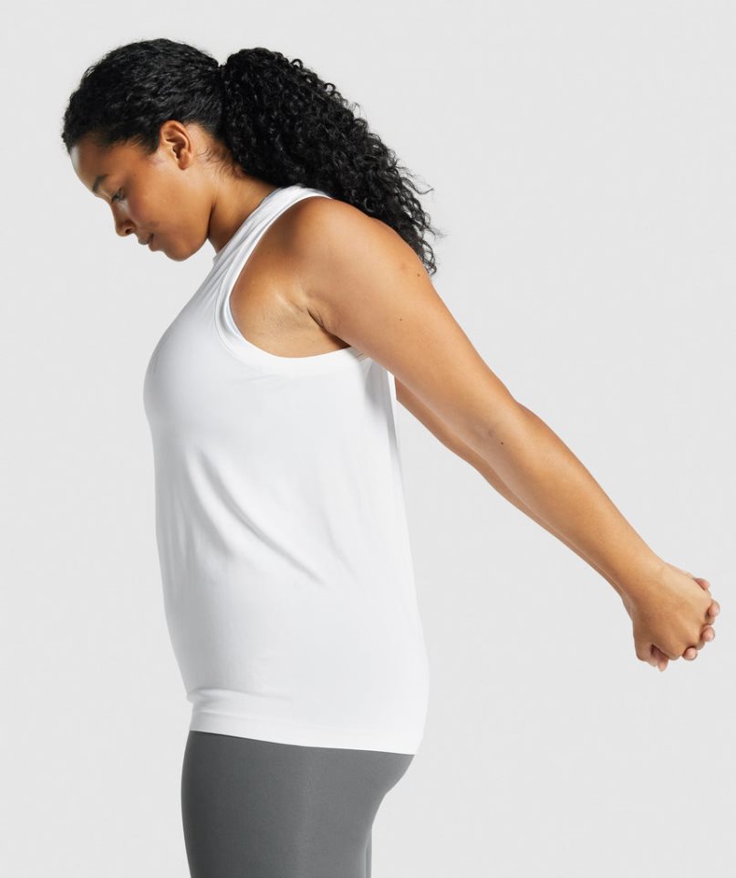 Gymshark Fit Seamless Loose Női Ujjatlan Póló Fehér | HU-X-509