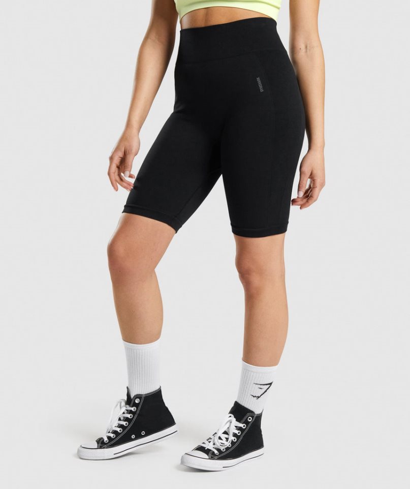 Gymshark Flex Cycling Női Rövidnadrág Fekete | HU-P-174