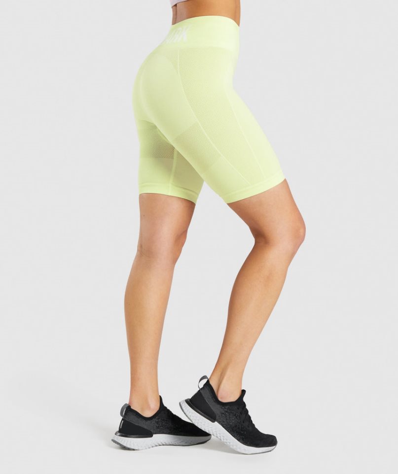 Gymshark Flex Cycling Női Rövidnadrág Sárga | HU-S-475