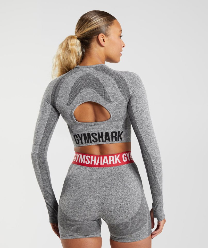 Gymshark Flex Long Sleeve Női Vágott Felsők Szürke | HU-S-247