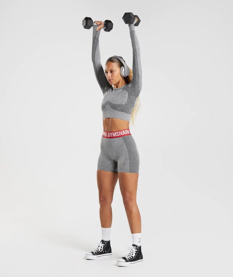 Gymshark Flex Long Sleeve Női Vágott Felsők Szürke | HU-S-247