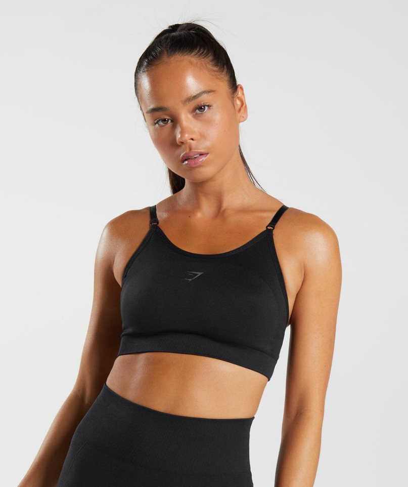 Gymshark Flex Pántos Női Sportmelltartó Fekete | HU-P-215