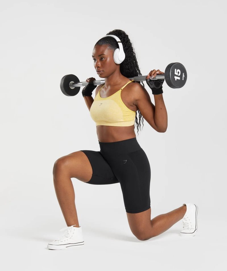 Gymshark Flex Pántos Női Sportmelltartó Sárga | HU-U-679