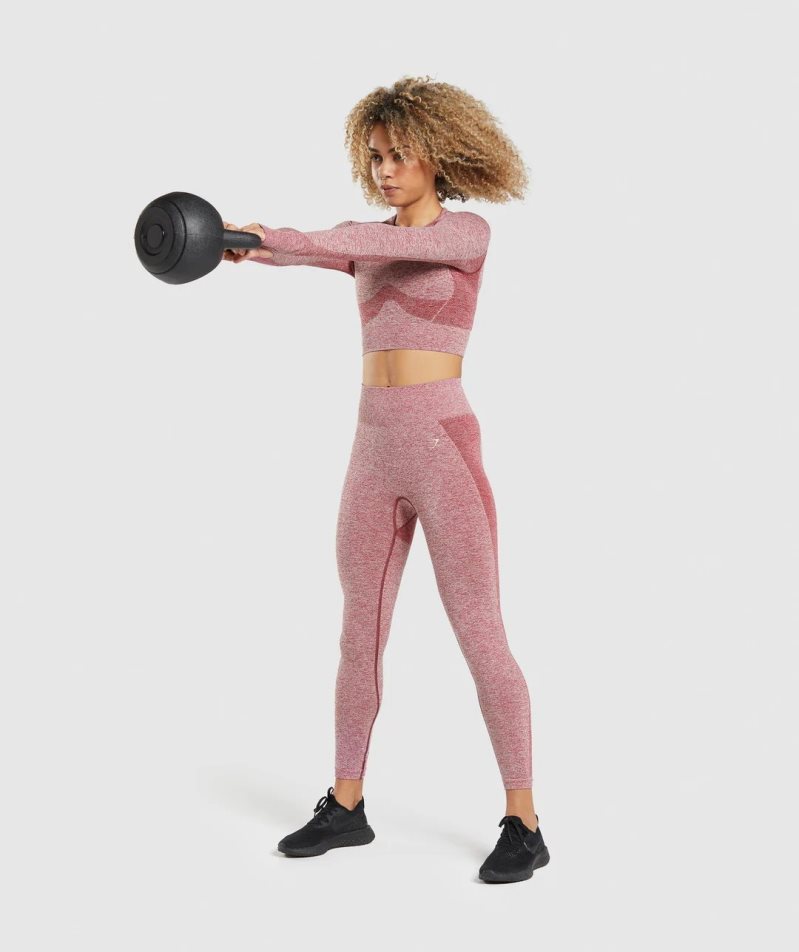 Gymshark Flex Sports Long Sleeve Női Vágott Felsők Bordó | HU-U-094