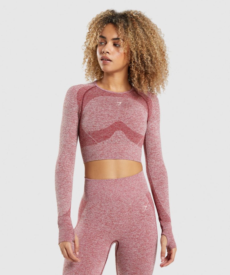 Gymshark Flex Sports Long Sleeve Női Vágott Felsők Bordó | HU-U-094