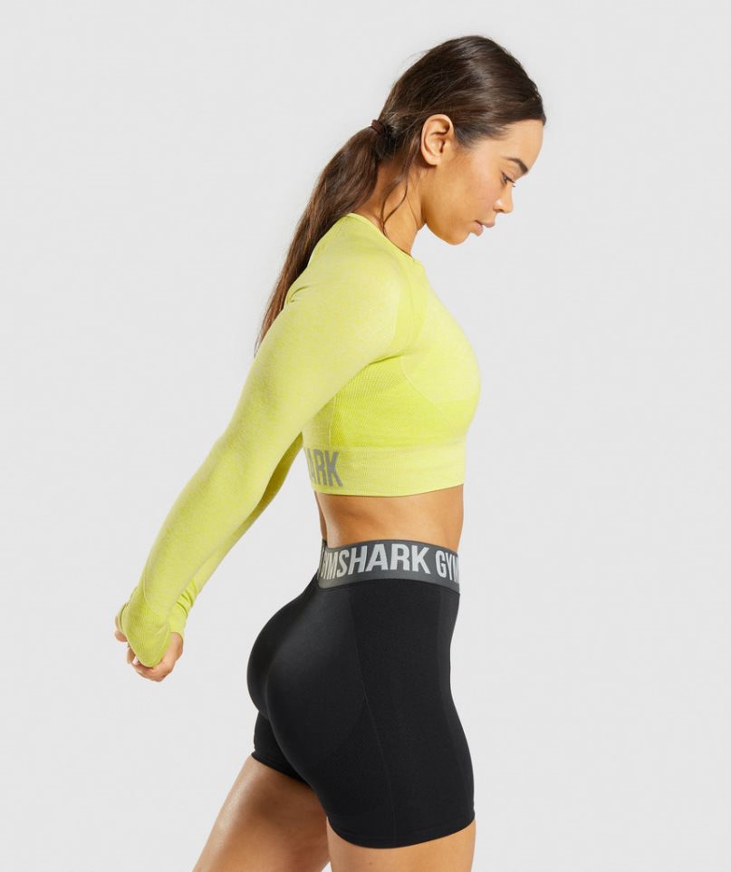 Gymshark Flex Sports Long Sleeve Női Vágott Felsők Sárga | HU-V-581