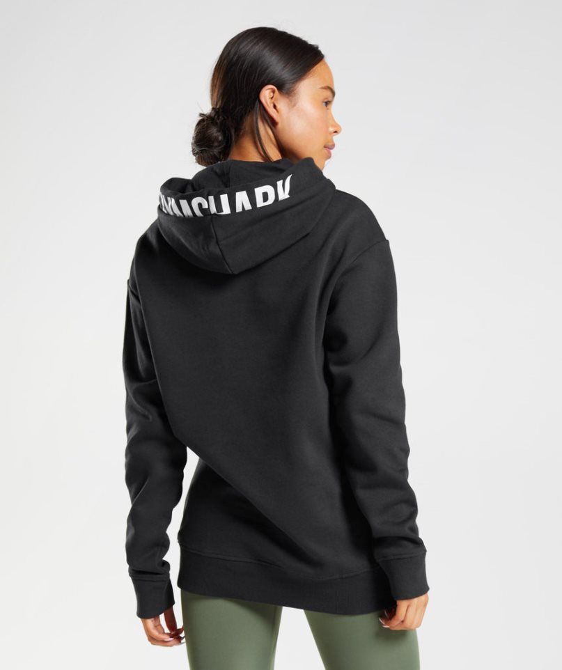 Gymshark Fraction Női Kapucnis Pulóver Fekete | HU-D-869