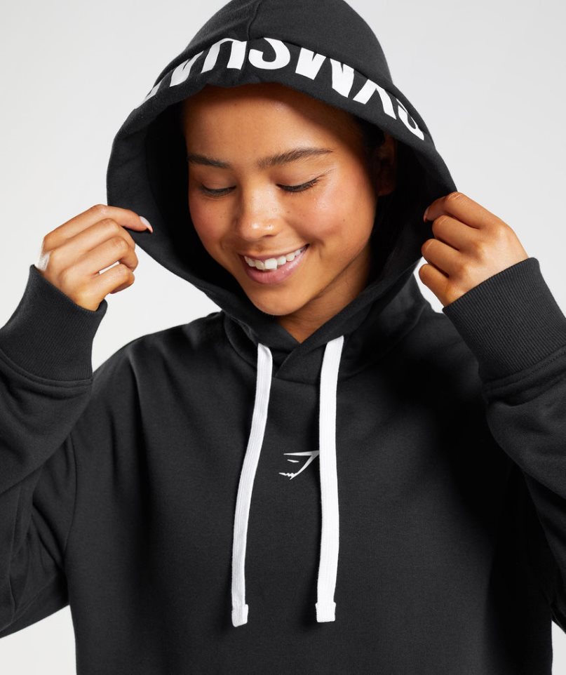 Gymshark Fraction Női Kapucnis Pulóver Fekete | HU-D-869