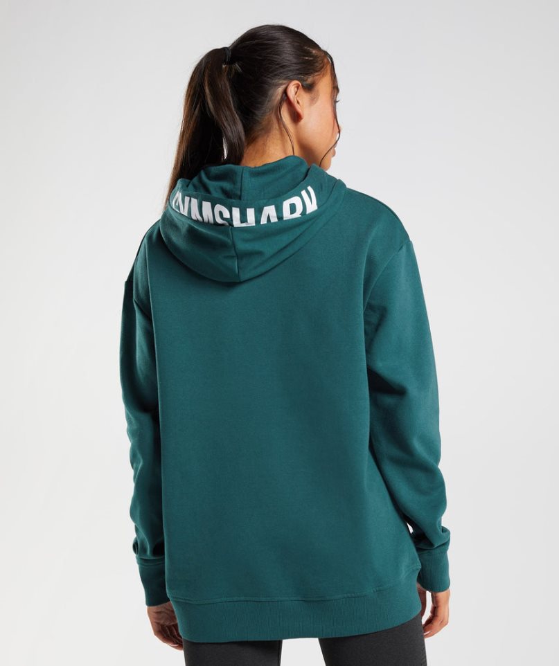 Gymshark Fraction Női Kapucnis Pulóver Sötétzöld | HU-Y-056