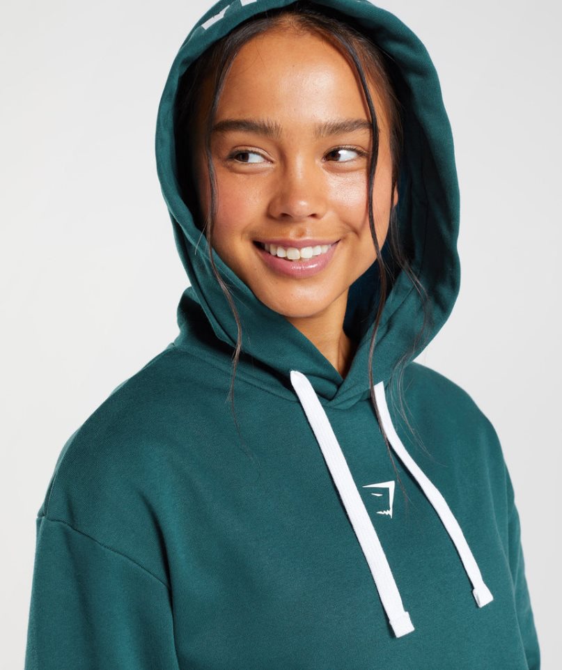 Gymshark Fraction Női Kapucnis Pulóver Sötétzöld | HU-Y-056