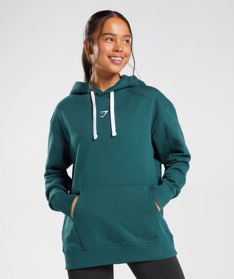 Gymshark Fraction Női Kapucnis Pulóver Sötétzöld | HU-Y-056