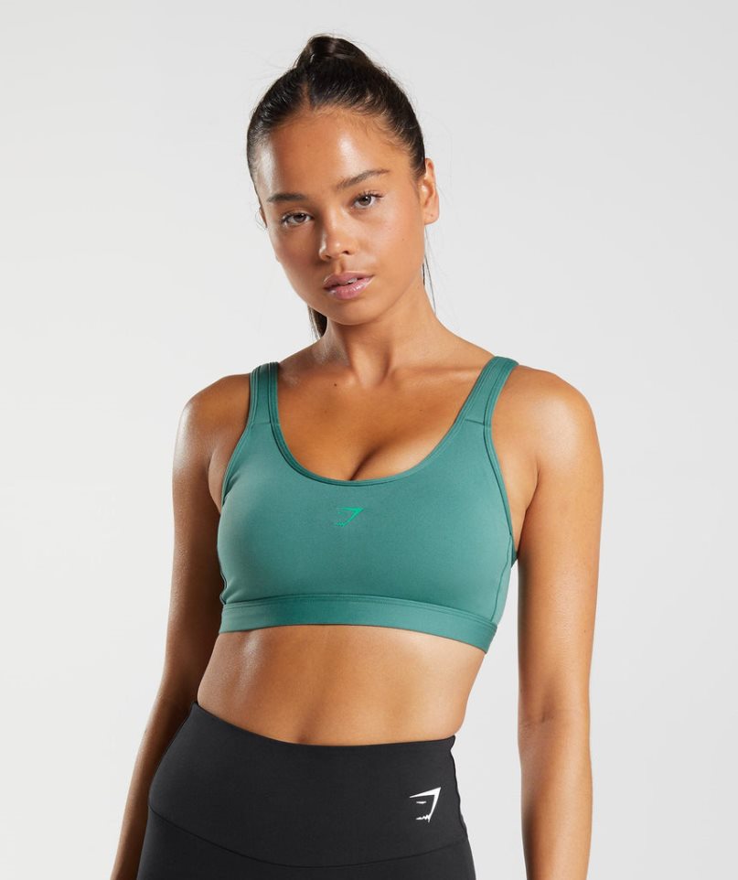 Gymshark Fraction Női Sportmelltartó Zöld | HU-F-684