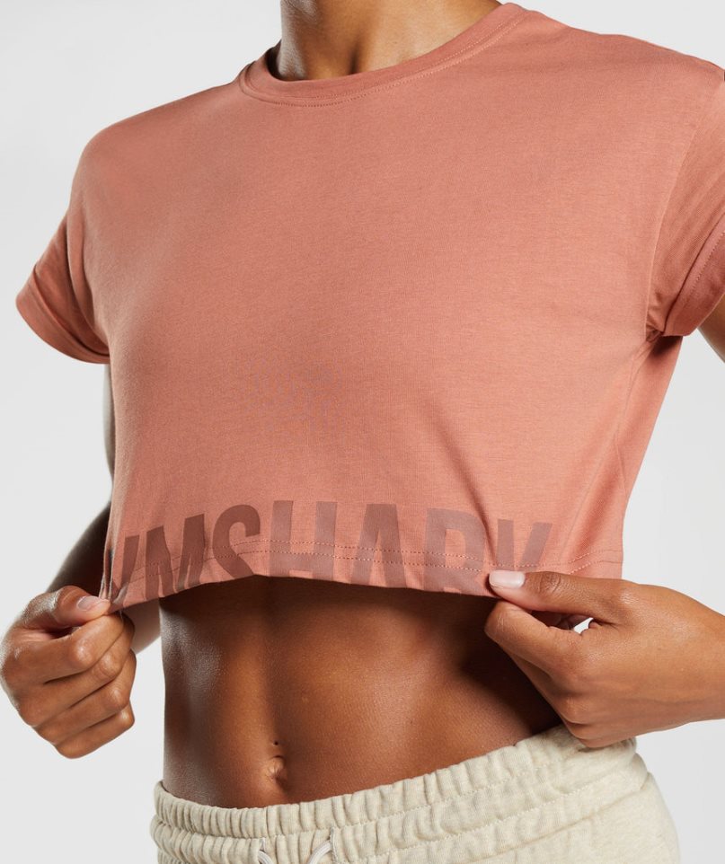Gymshark Fraction Női Vágott Felsők Barna | HU-S-195