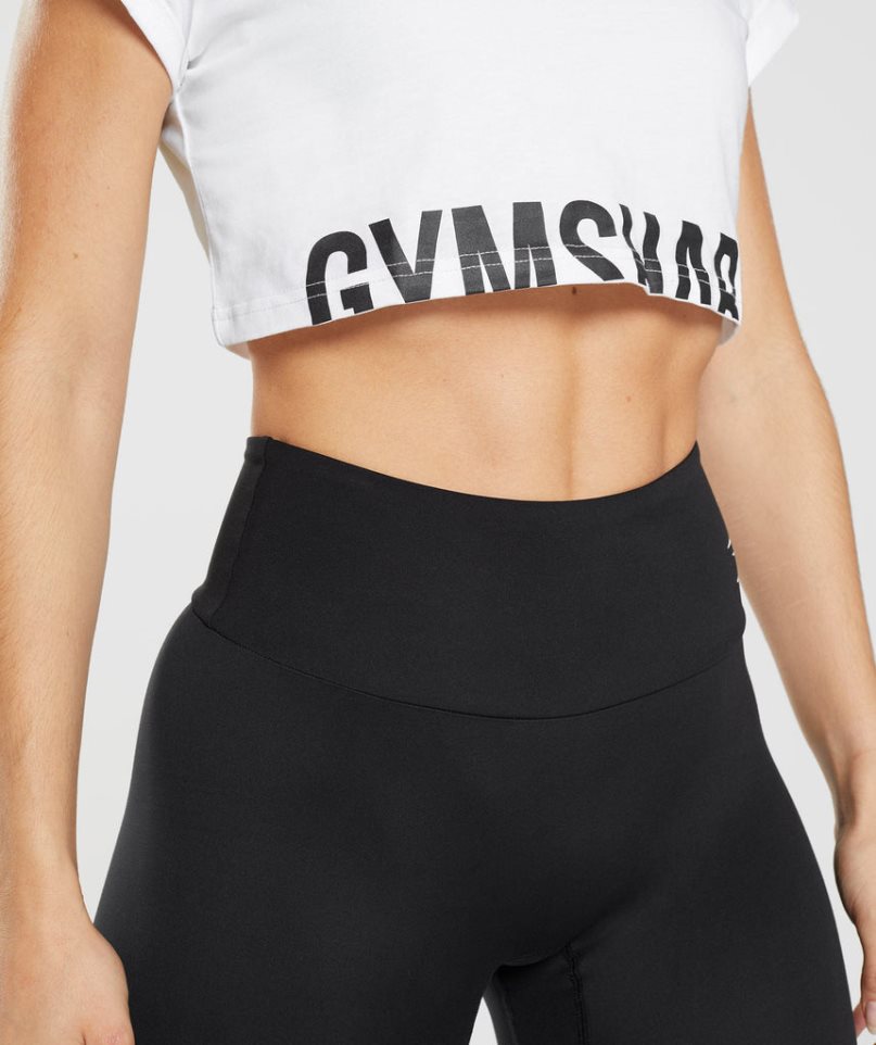 Gymshark Fraction Női Vágott Felsők Fehér | HU-V-382