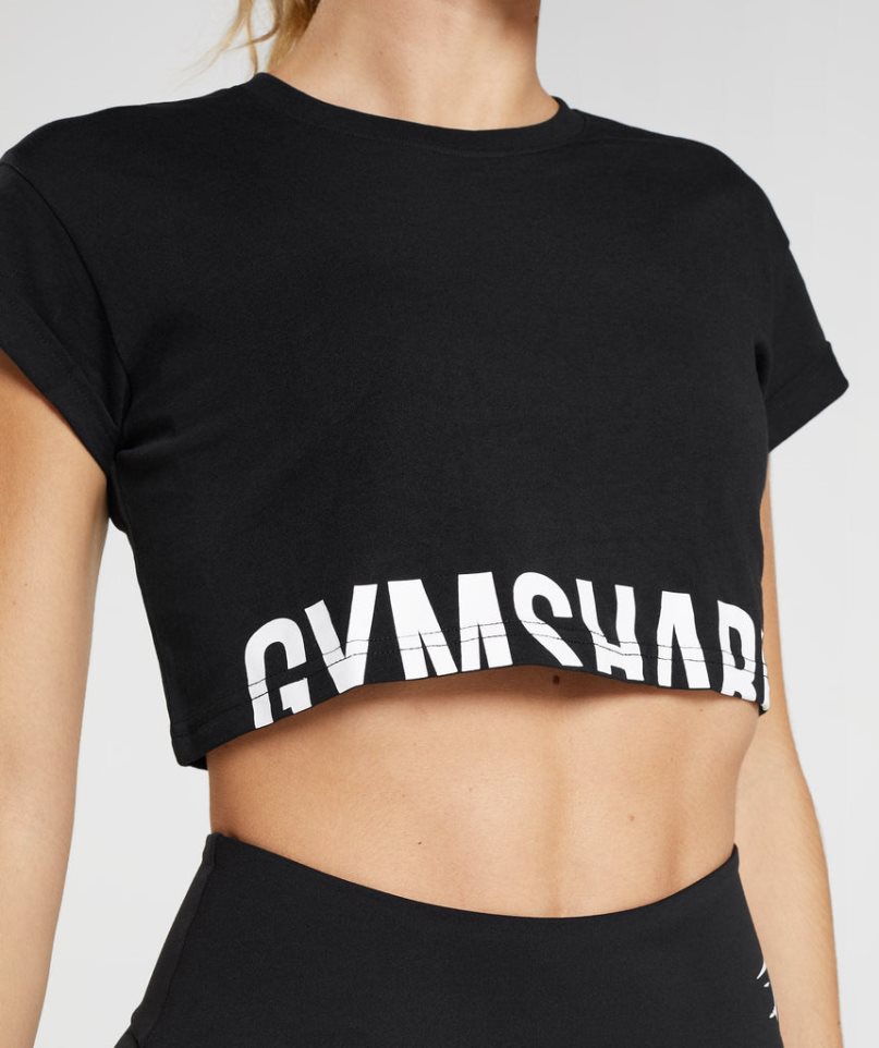 Gymshark Fraction Női Vágott Felsők Fekete | HU-W-704