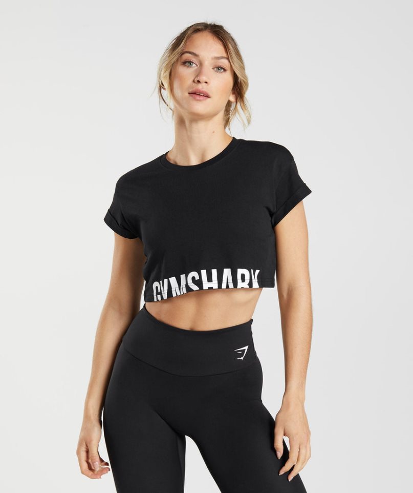 Gymshark Fraction Női Vágott Felsők Fekete | HU-W-704