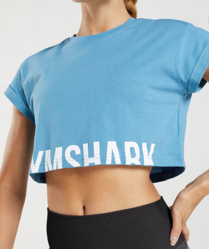 Gymshark Fraction Női Vágott Felsők Kék | HU-R-760