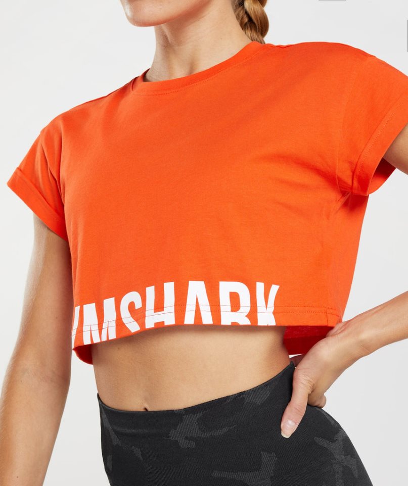Gymshark Fraction Női Vágott Felsők Narancssárga | HU-E-715