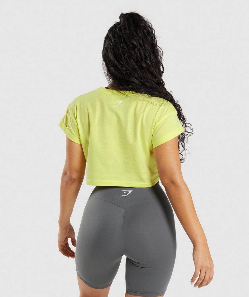 Gymshark Fraction Női Vágott Felsők Sárga | HU-L-856