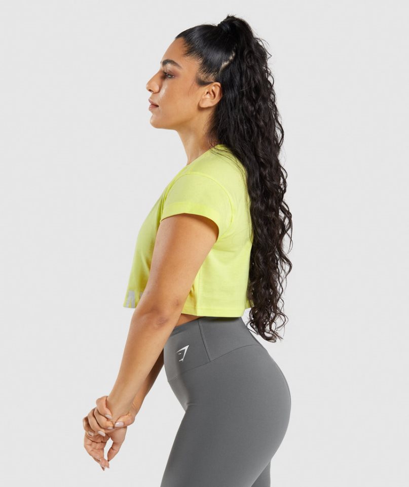 Gymshark Fraction Női Vágott Felsők Sárga | HU-L-856