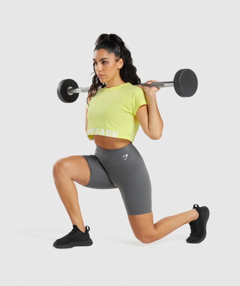 Gymshark Fraction Női Vágott Felsők Sárga | HU-L-856