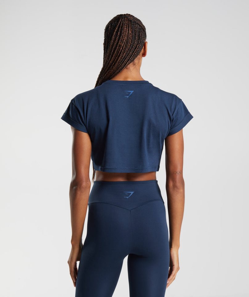 Gymshark Fraction Női Vágott Felsők Sötétkék | HU-Y-710