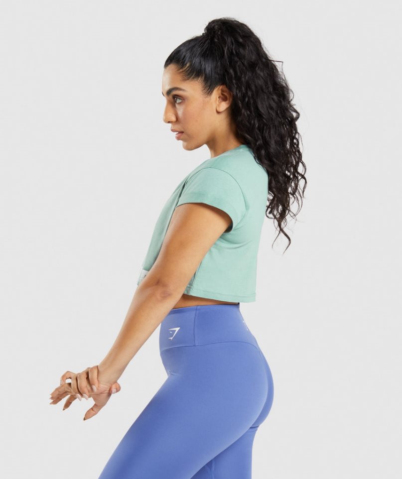 Gymshark Fraction Női Vágott Felsők Világos Zöld | HU-M-286