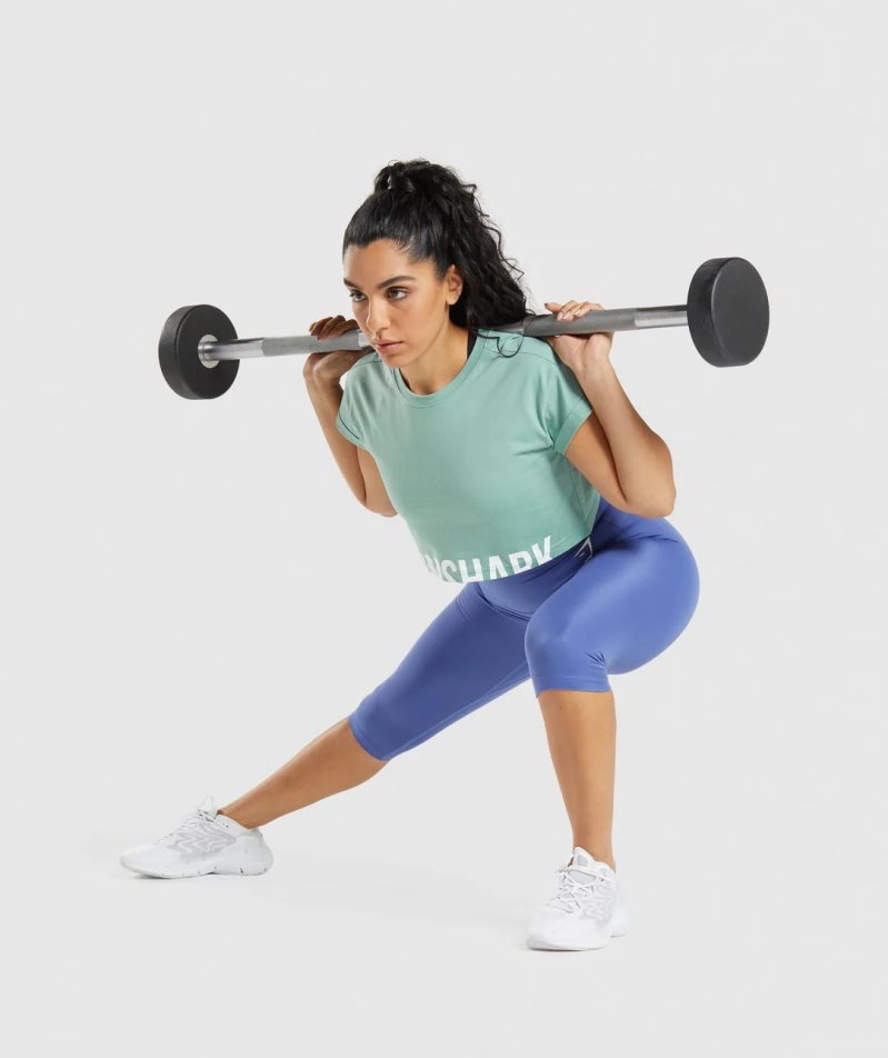 Gymshark Fraction Női Vágott Felsők Világos Zöld | HU-M-286
