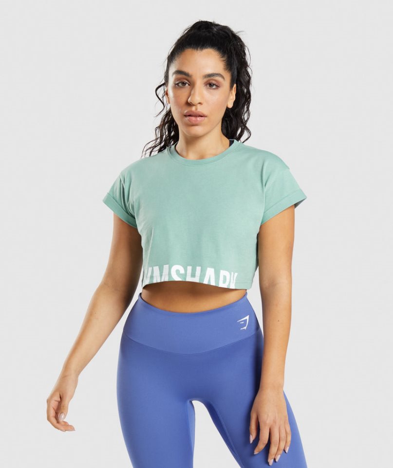 Gymshark Fraction Női Vágott Felsők Világos Zöld | HU-M-286