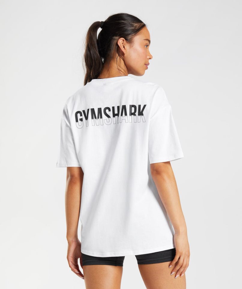 Gymshark Fraction Oversized Női Póló Fehér | HU-G-857