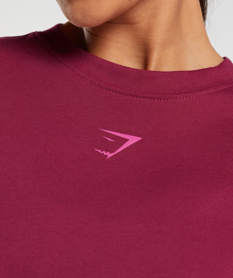 Gymshark Fraction Oversized Női Póló Fukszia | HU-J-657