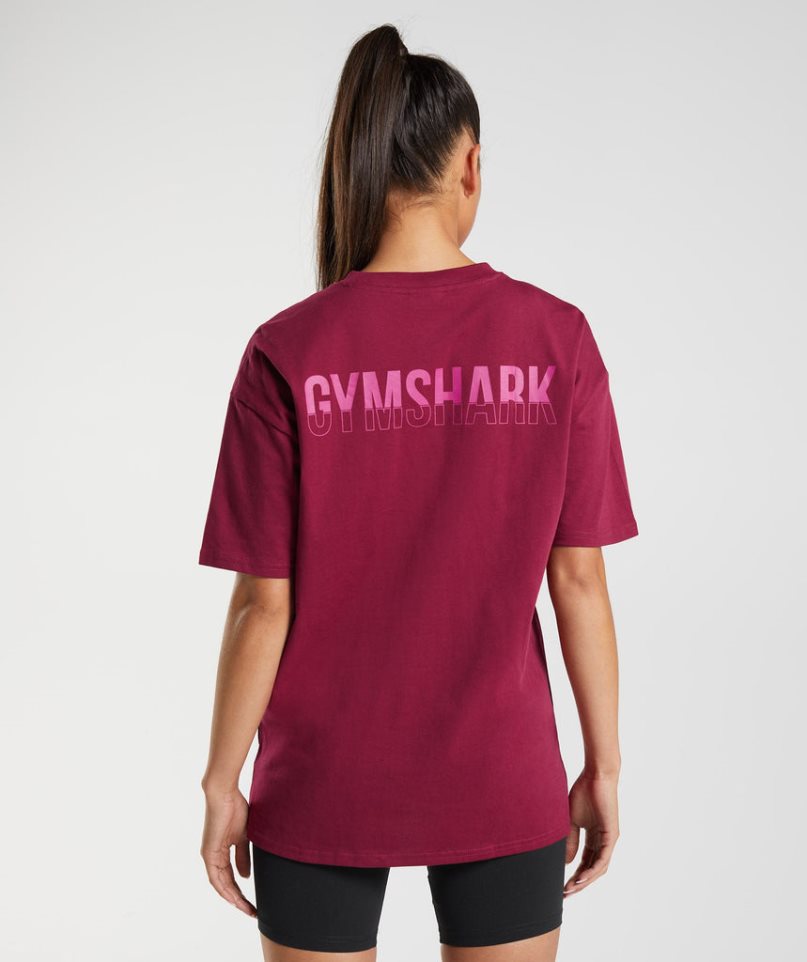 Gymshark Fraction Oversized Női Póló Fukszia | HU-J-657