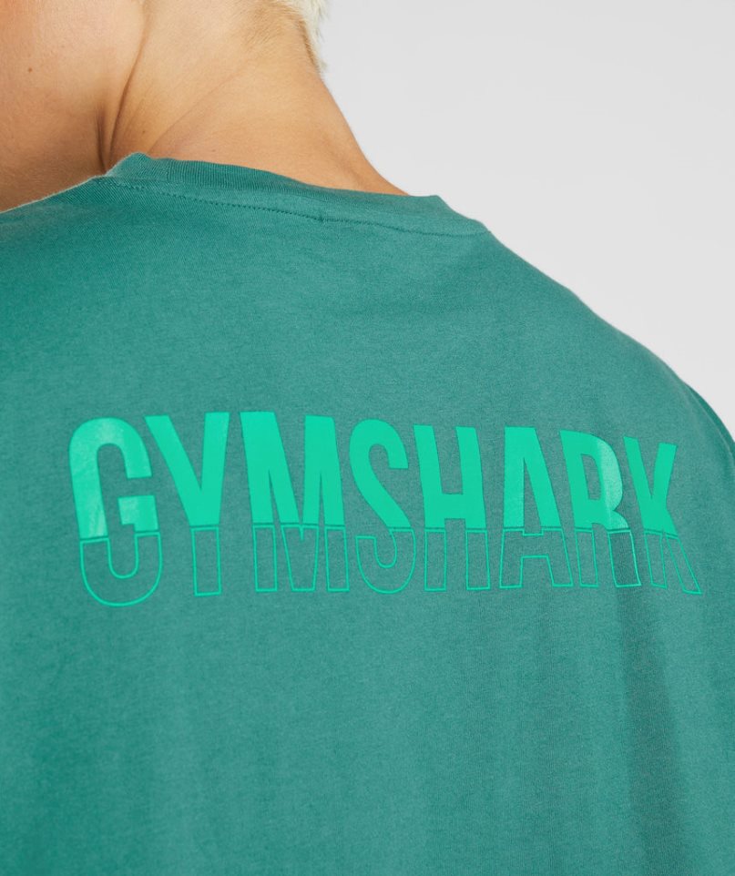 Gymshark Fraction Oversized Női Póló Zöld | HU-U-924