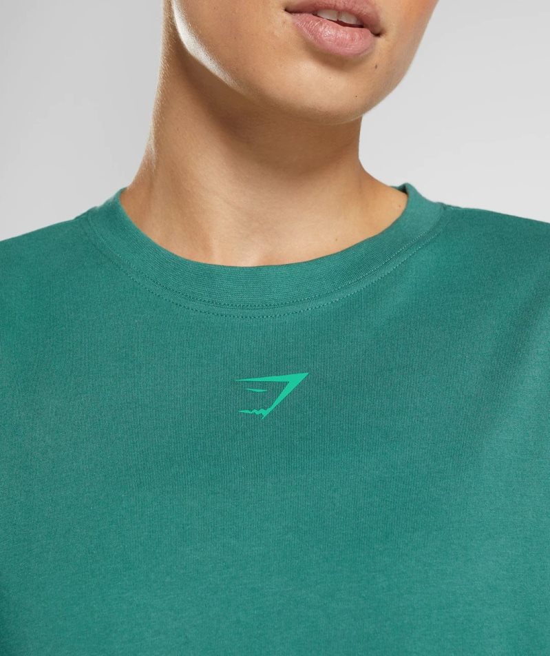 Gymshark Fraction Oversized Női Póló Zöld | HU-U-924