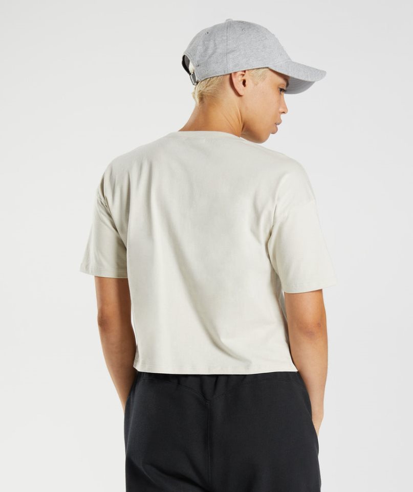 Gymshark GS10 Year Midi Női Vágott Felsők Krém | HU-L-602