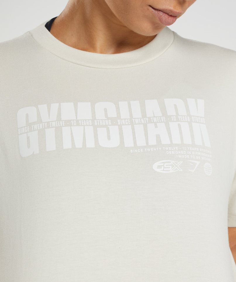 Gymshark GS10 Year Midi Női Vágott Felsők Krém | HU-L-602
