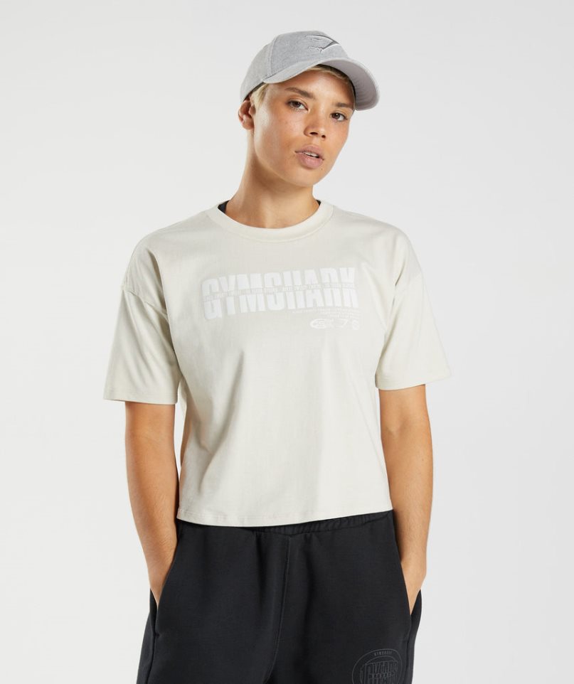 Gymshark GS10 Year Midi Női Vágott Felsők Krém | HU-L-602